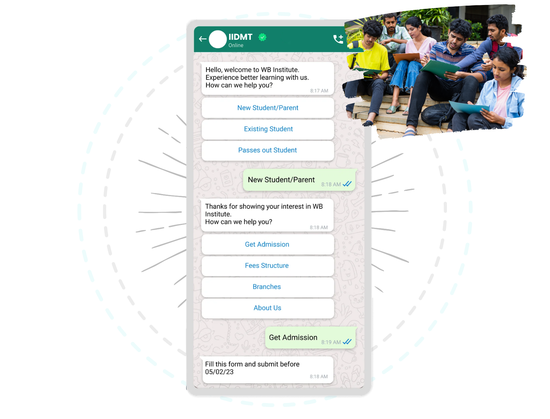 Take Admission on WhatsApp
